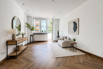 Umeblowany salon. Wizualizacja. Propozycja aranżacji.